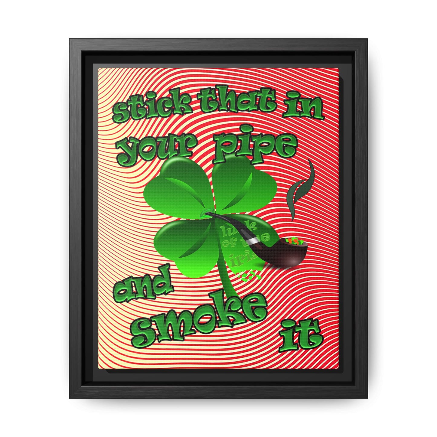 stick that in your pipe and smoke it - framed canvas art (yellow-orange wave)