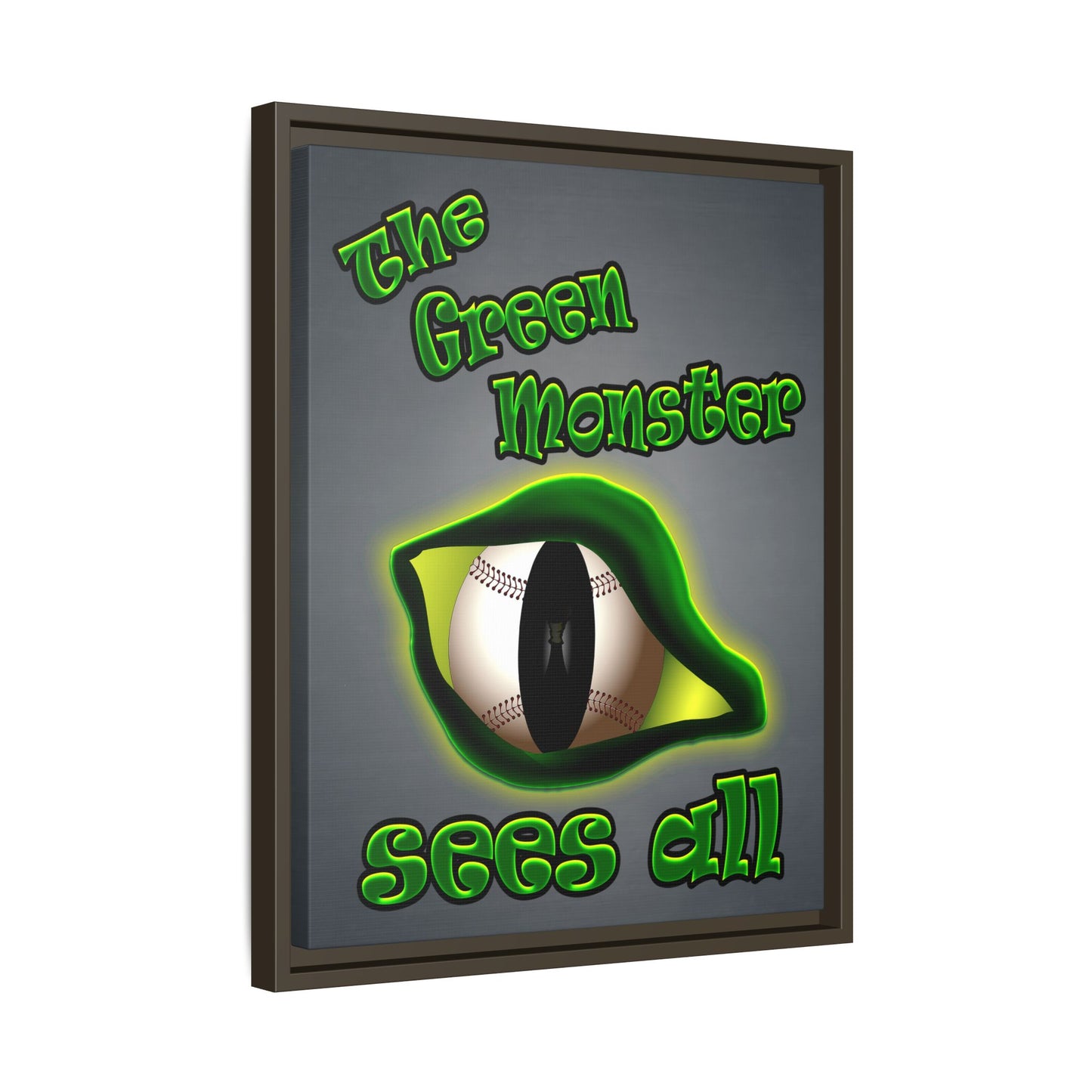 green monster - framed canvas art (grey-light grey)