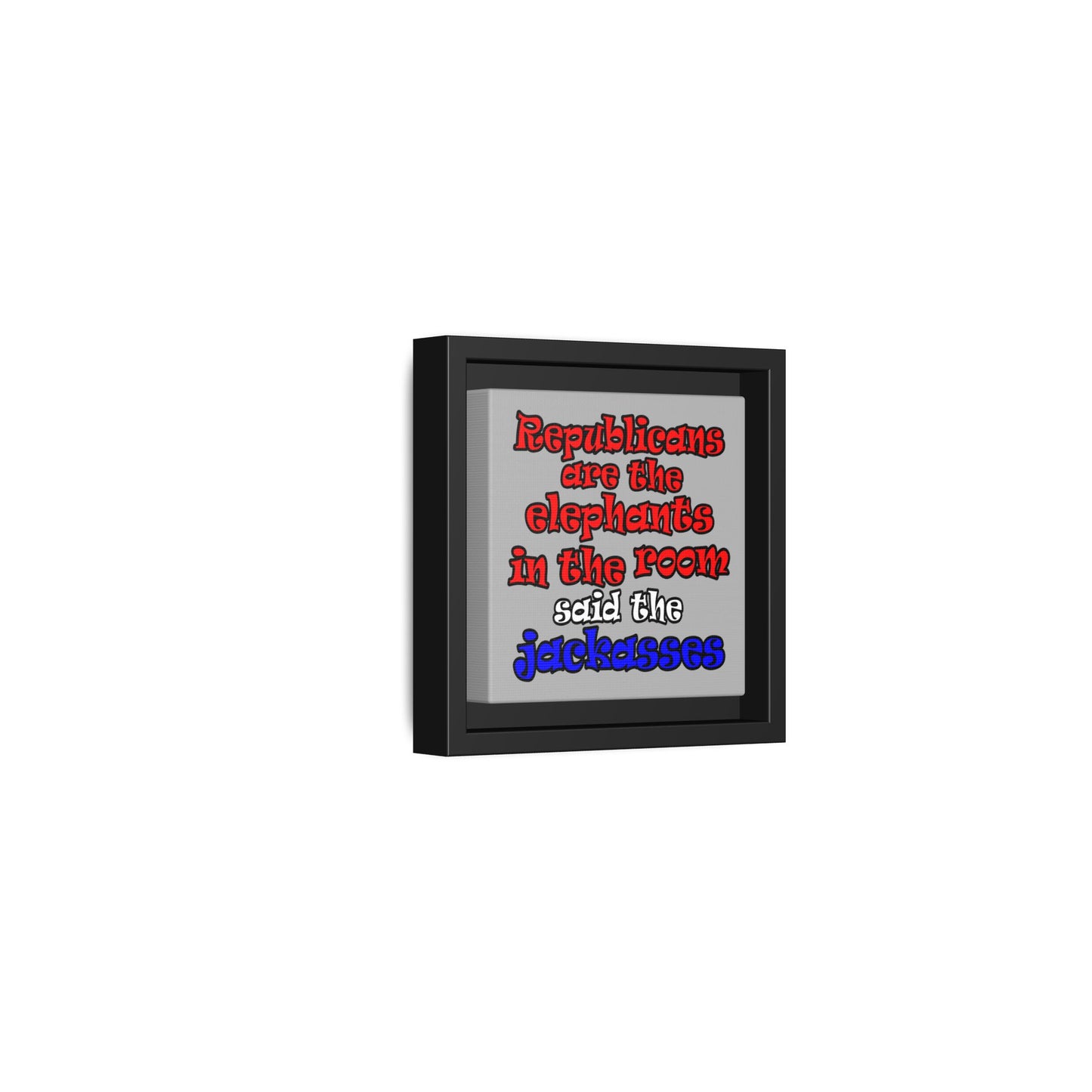 donkeys and elephants - framed canvas art (light grey)