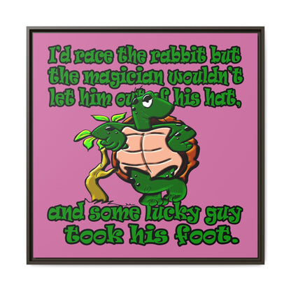 turtle race - framed canvas art (light pink)