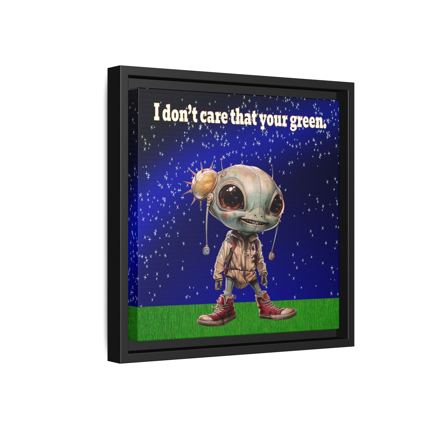I don't care that your green - framed canvas art ('snoops' background)