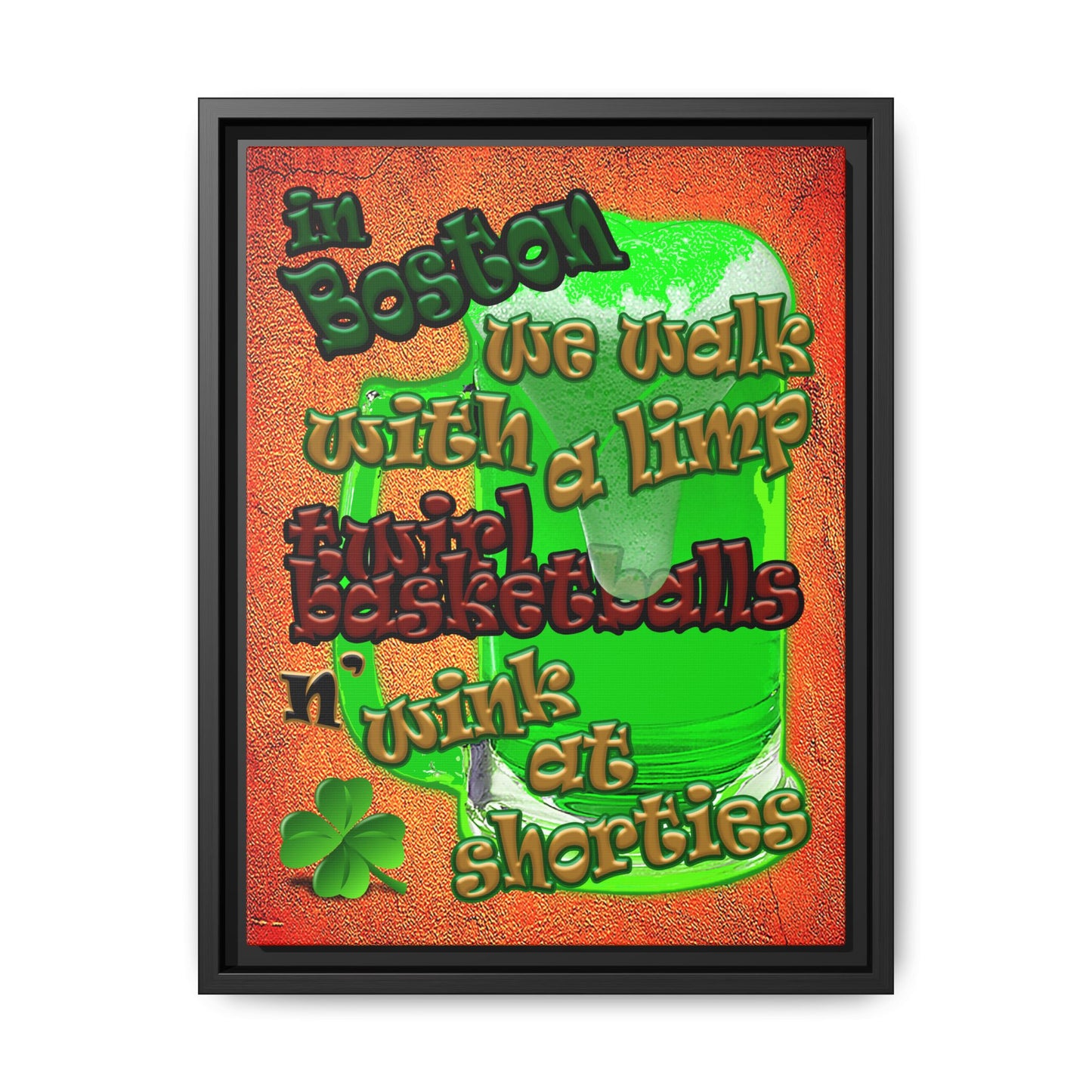 celtics logo - framed canvas art (burnt orange)