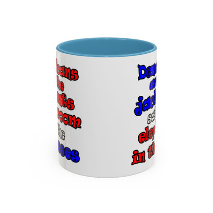 donkeys and elephants - Accent Mug (white)