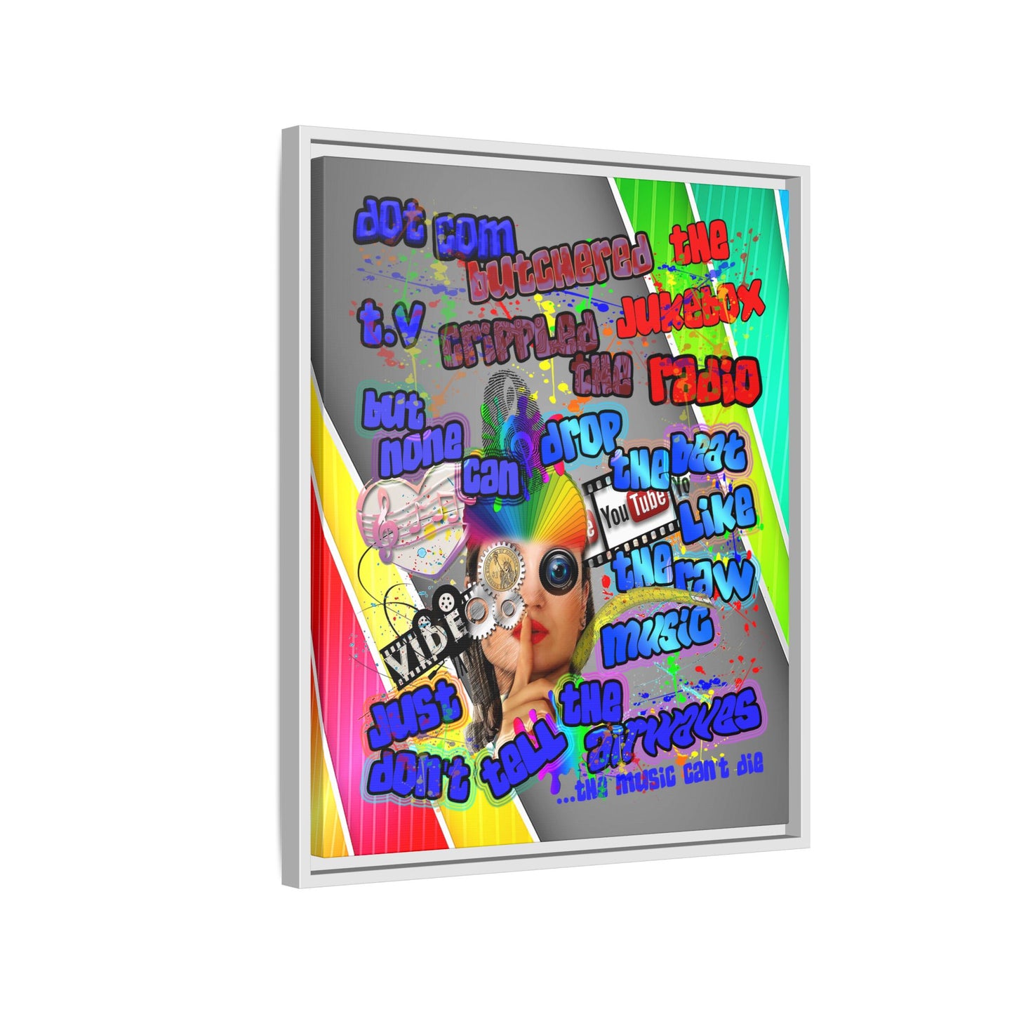 drop the beat - framed canvas art (rainbow split)