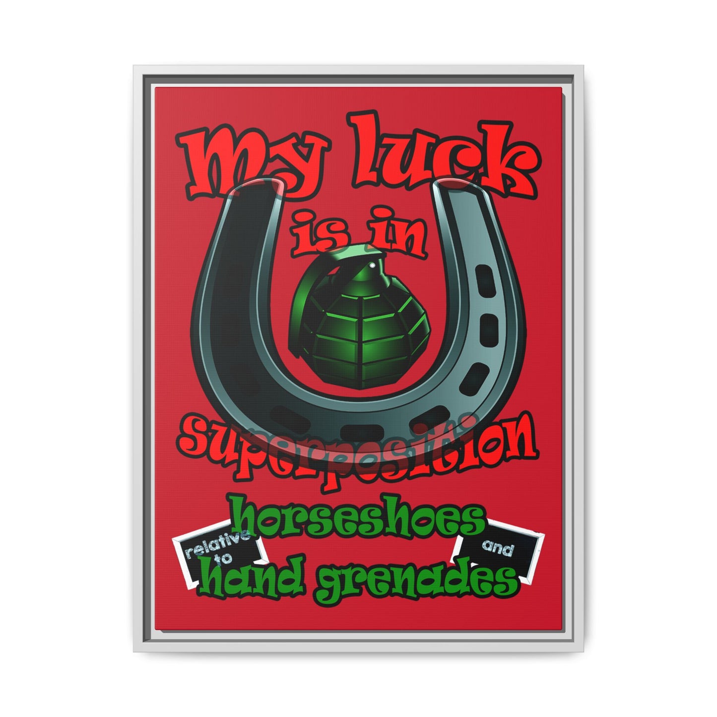 my luck - framed canvas art (dark red)