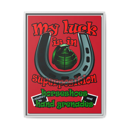 my luck - framed canvas art (dark red)
