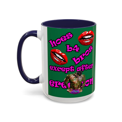 hoes b4 bros - Accent Mug (dark green)