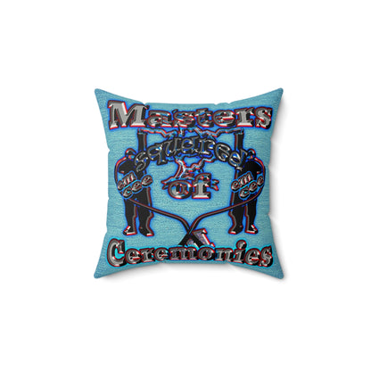 em cee squared - Faux Suede Square Pillow - (faded dark blue)