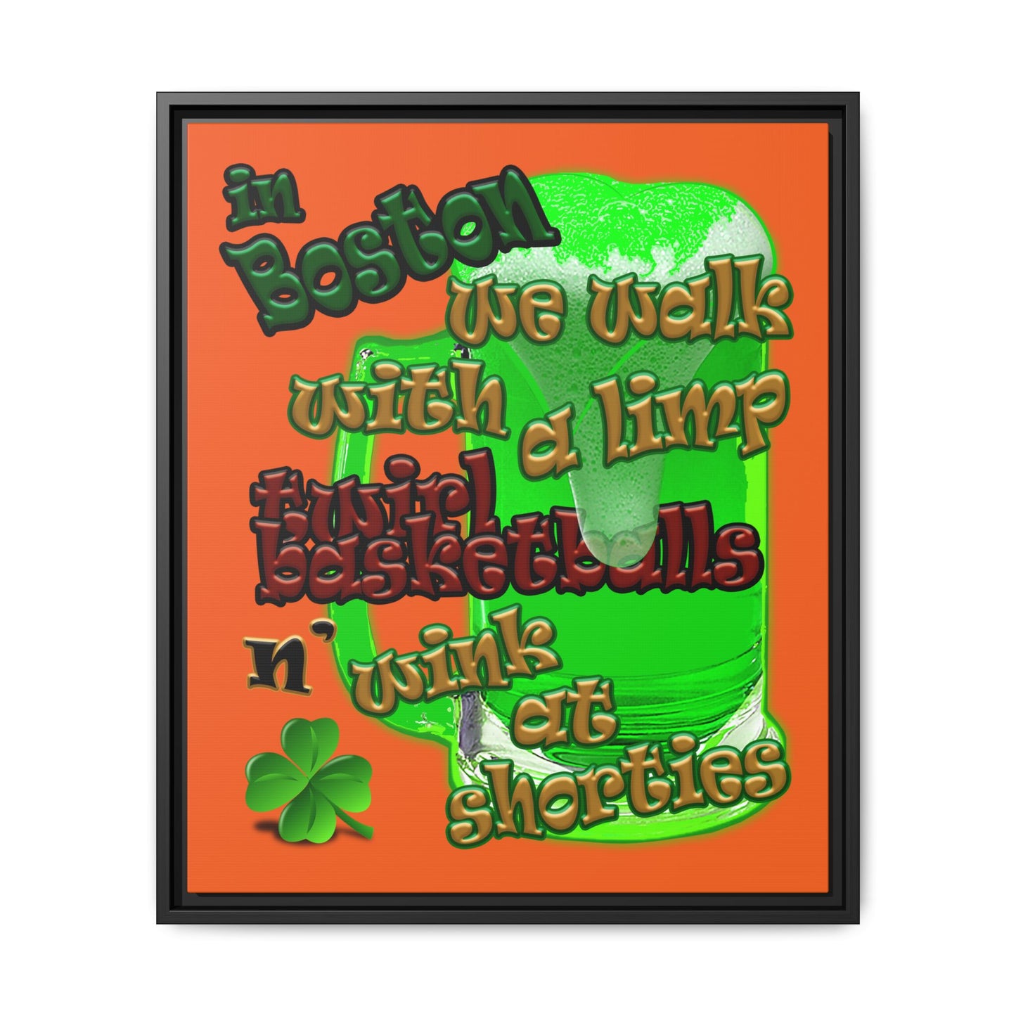 celtics logo - framed canvas art (orange)