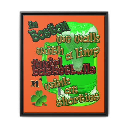 celtics logo - framed canvas art (orange)