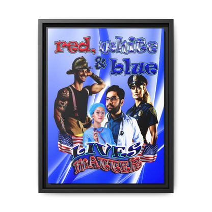 rw&b lives matter - framed canvas art (blue-white wave)