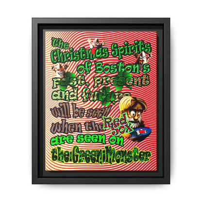 christmas spirits of boston - framed canvas art (yellow-orange wave)