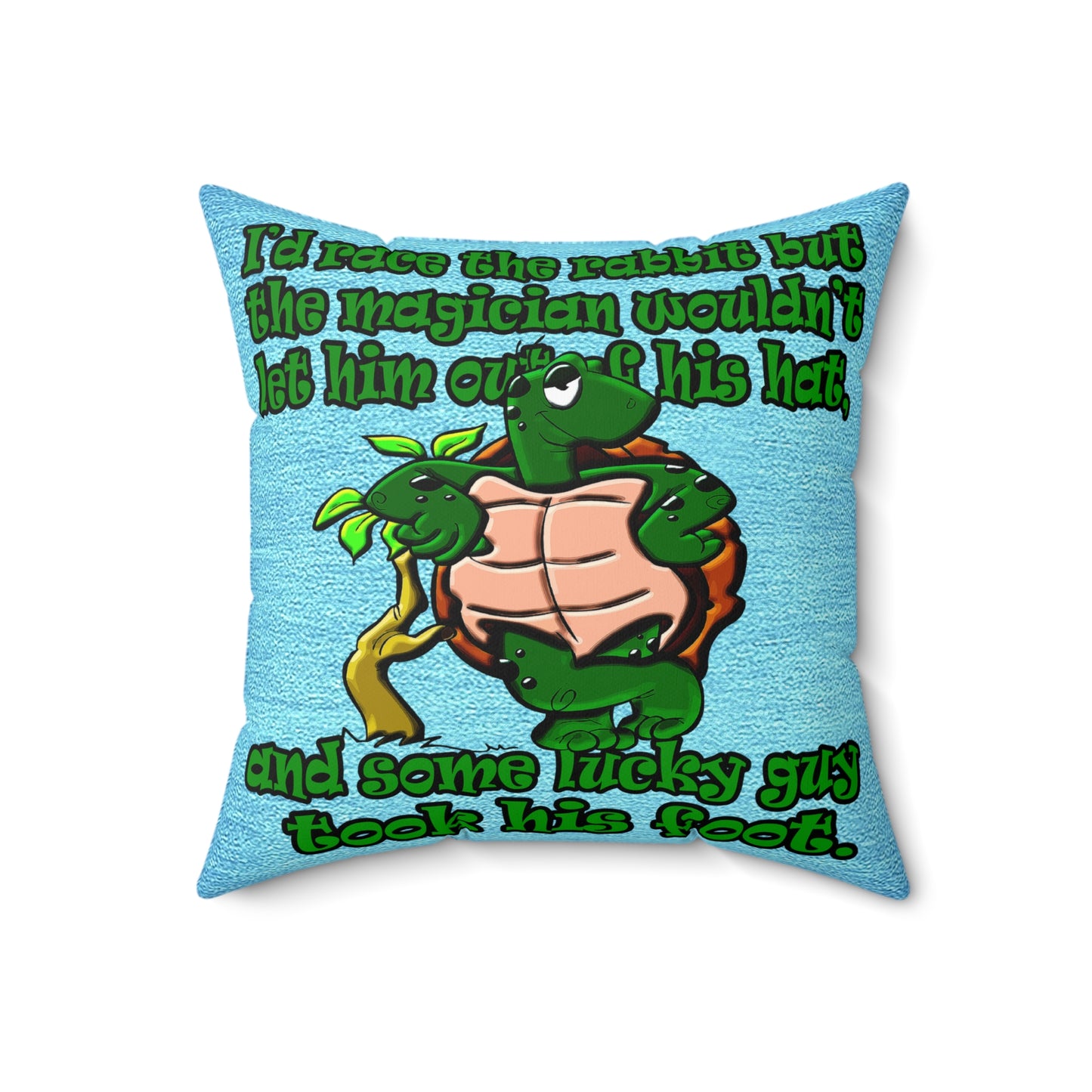 turtle race - Spun Polyester Square Pillow - (faded dark blue)