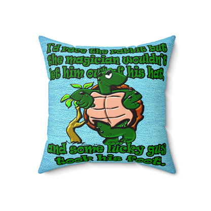 turtle race - Spun Polyester Square Pillow - (faded dark blue)