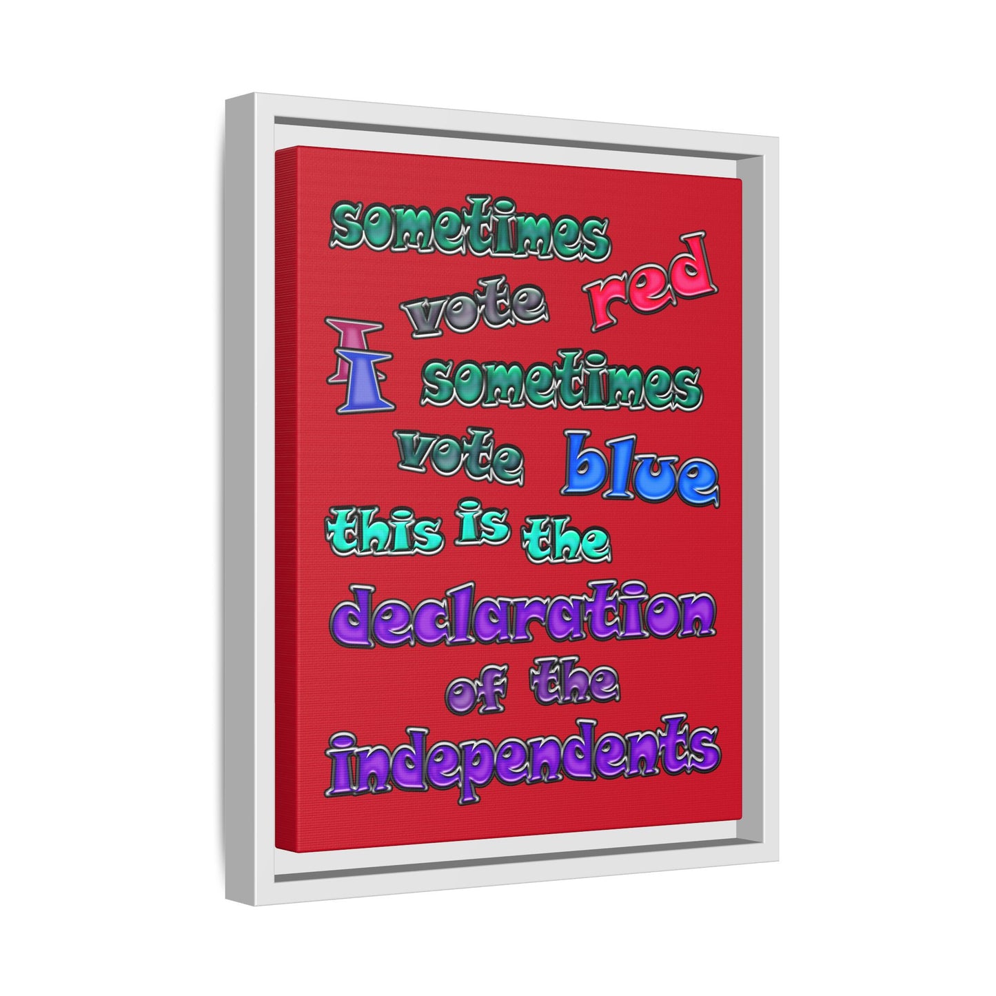declaration of the independents - framed canvas art (dark red)