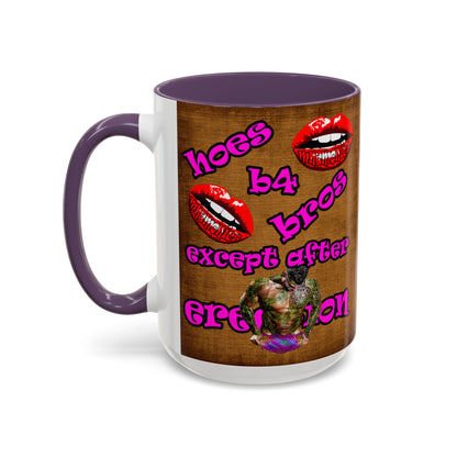 hoes b4 bros - Accent Mug (brown papyrus)