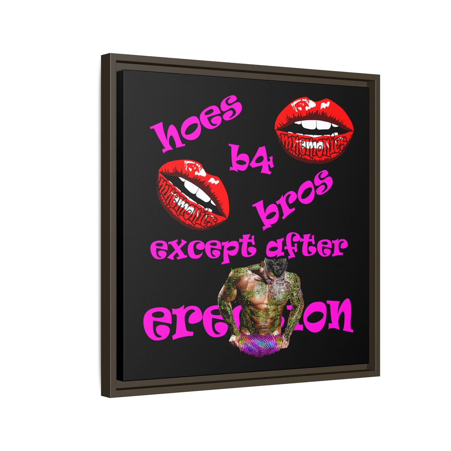 hoes b4 bros - framed canvas art (black)
