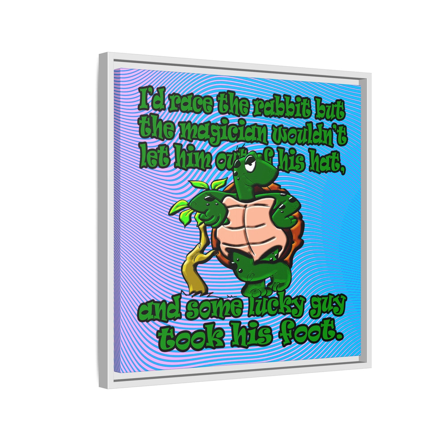 turtle race - framed canvas art (light blue-purple wave)