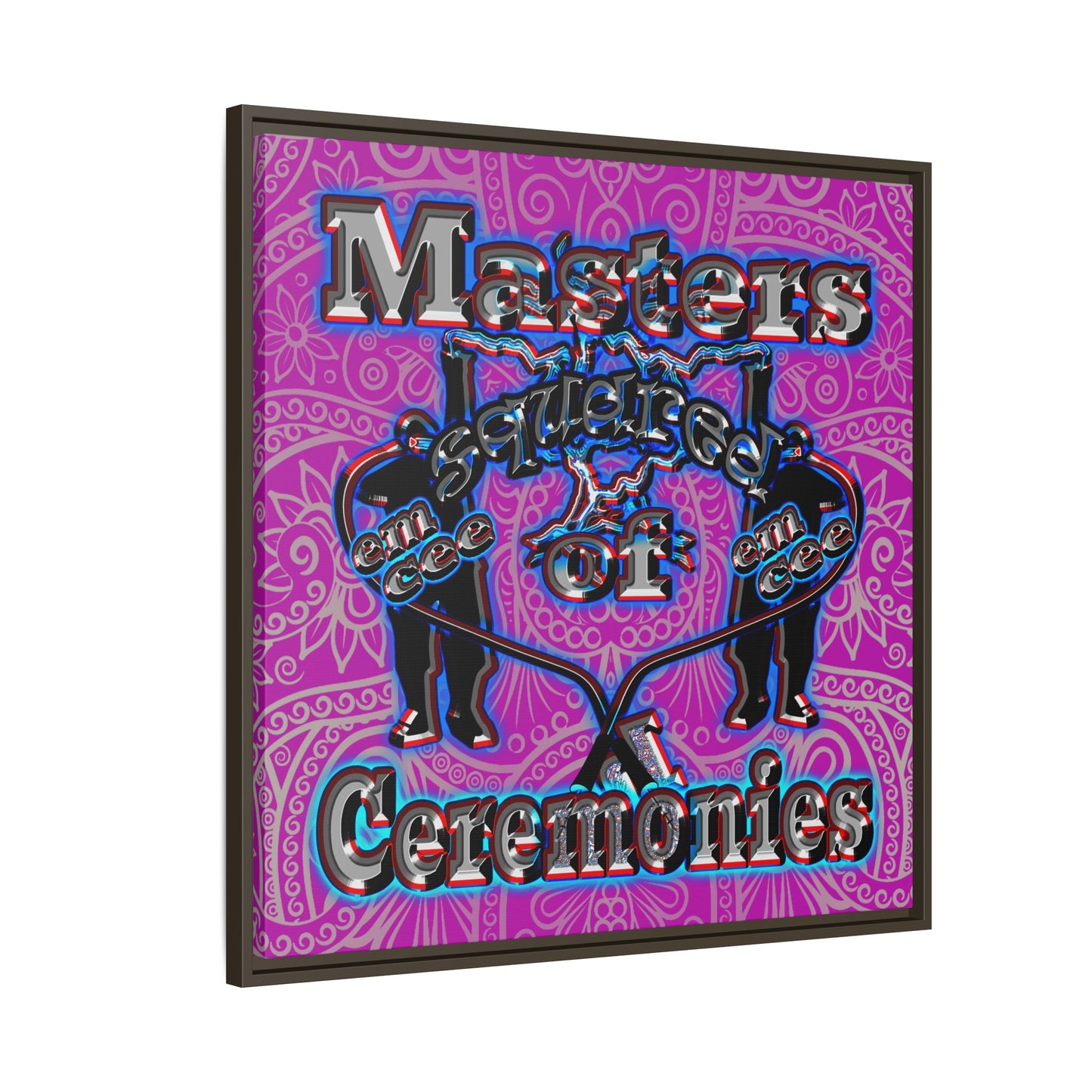 em cee squared - framed canvas art (pink swirl)