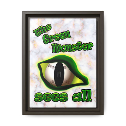 green monster - framed canvas art (white marble)