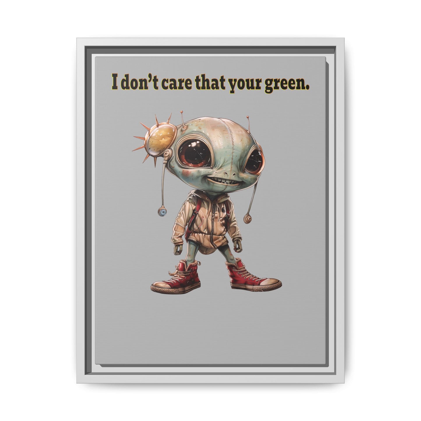 I don't care that your green - framed canvas art (light grey)