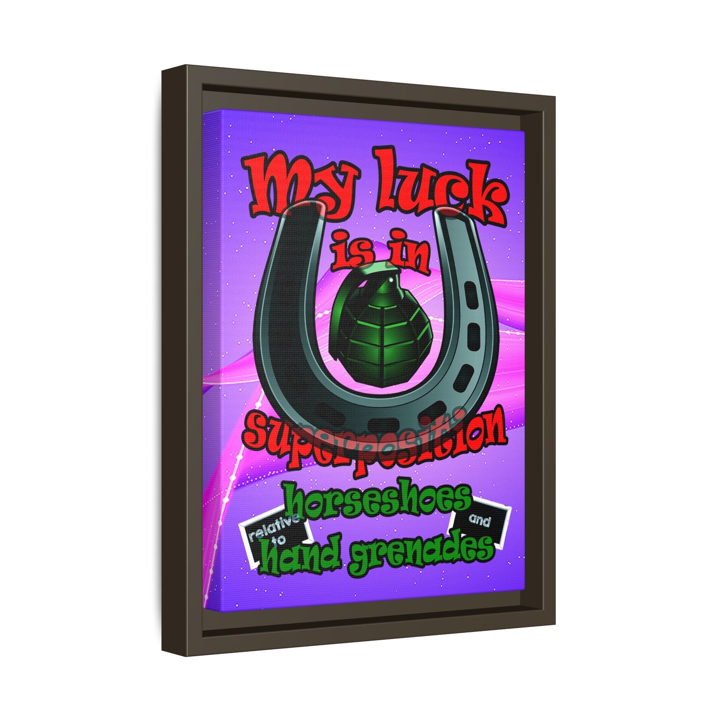 my luck - framed canvas art (purple-pink wave)