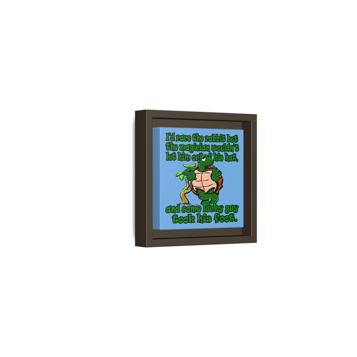 turtle race - framed canvas art (light blue)