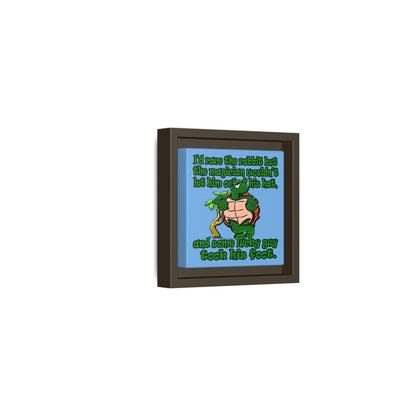 turtle race - framed canvas art (light blue)