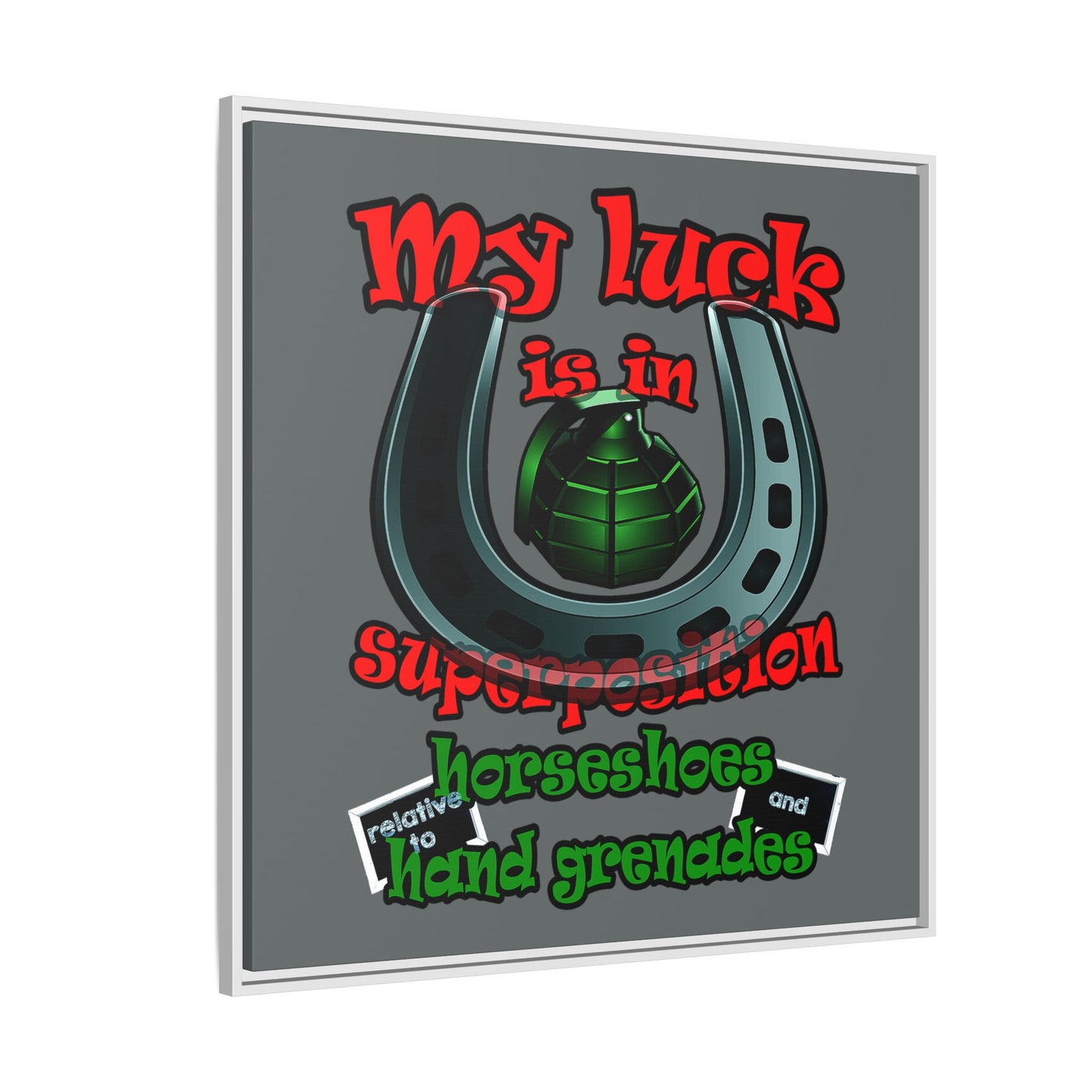 my luck - framed canvas art (dark grey)