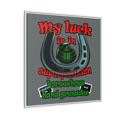 my luck - framed canvas art (dark grey)