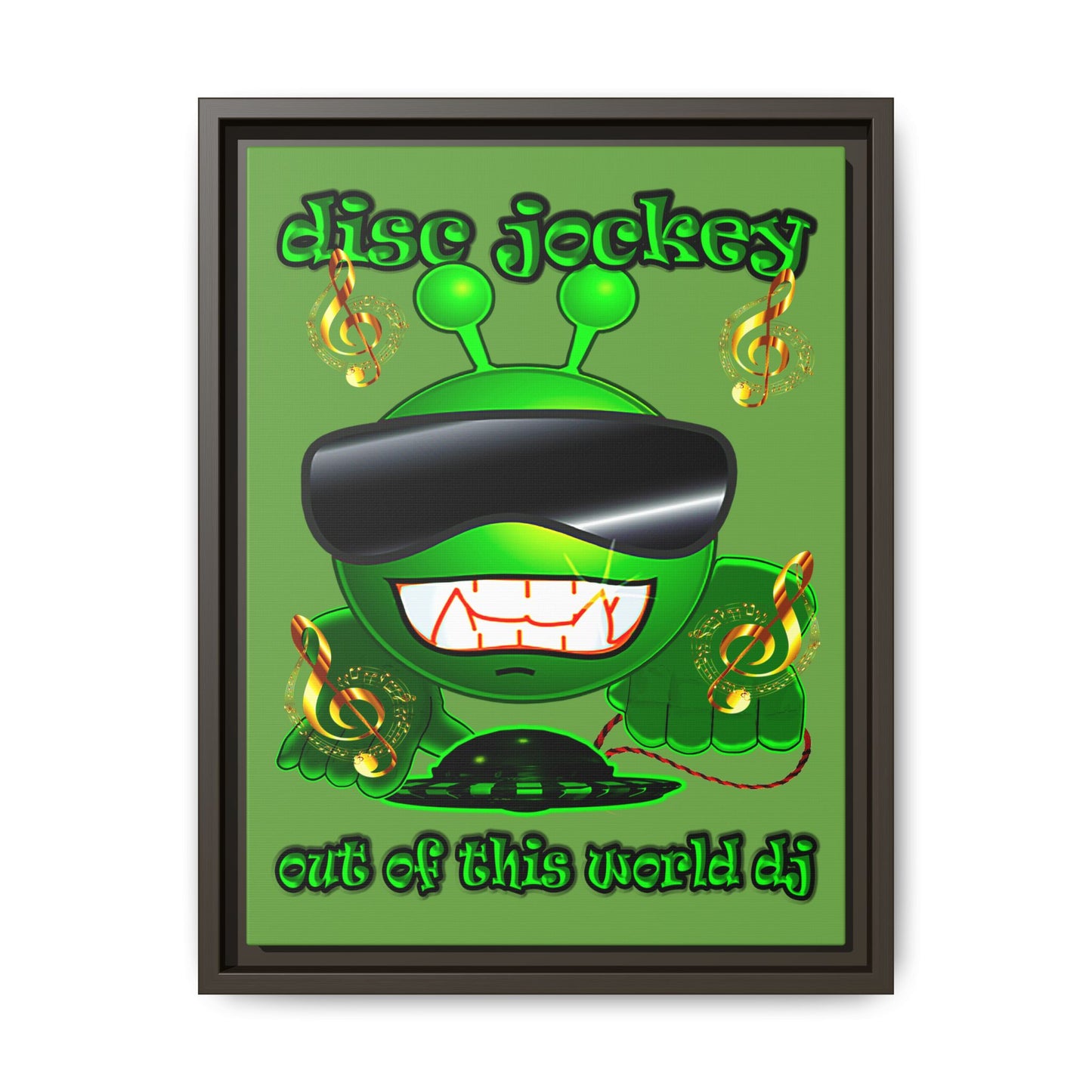 disc jockey - framed canvas art (green)