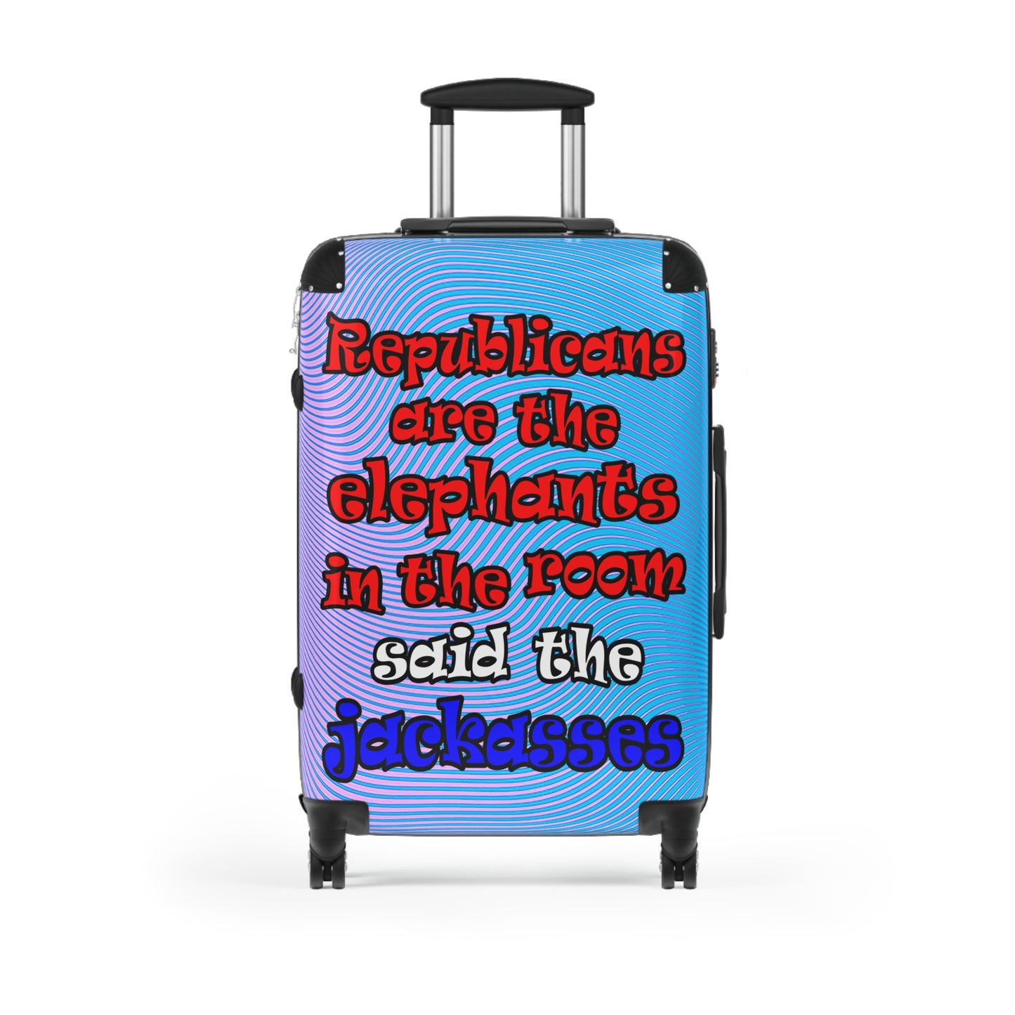 donkeys and elephants - Suitcase (light blue-purple wave)
