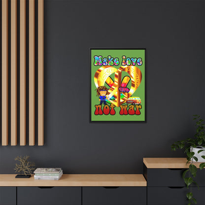 love peace - framed canvas art (green)