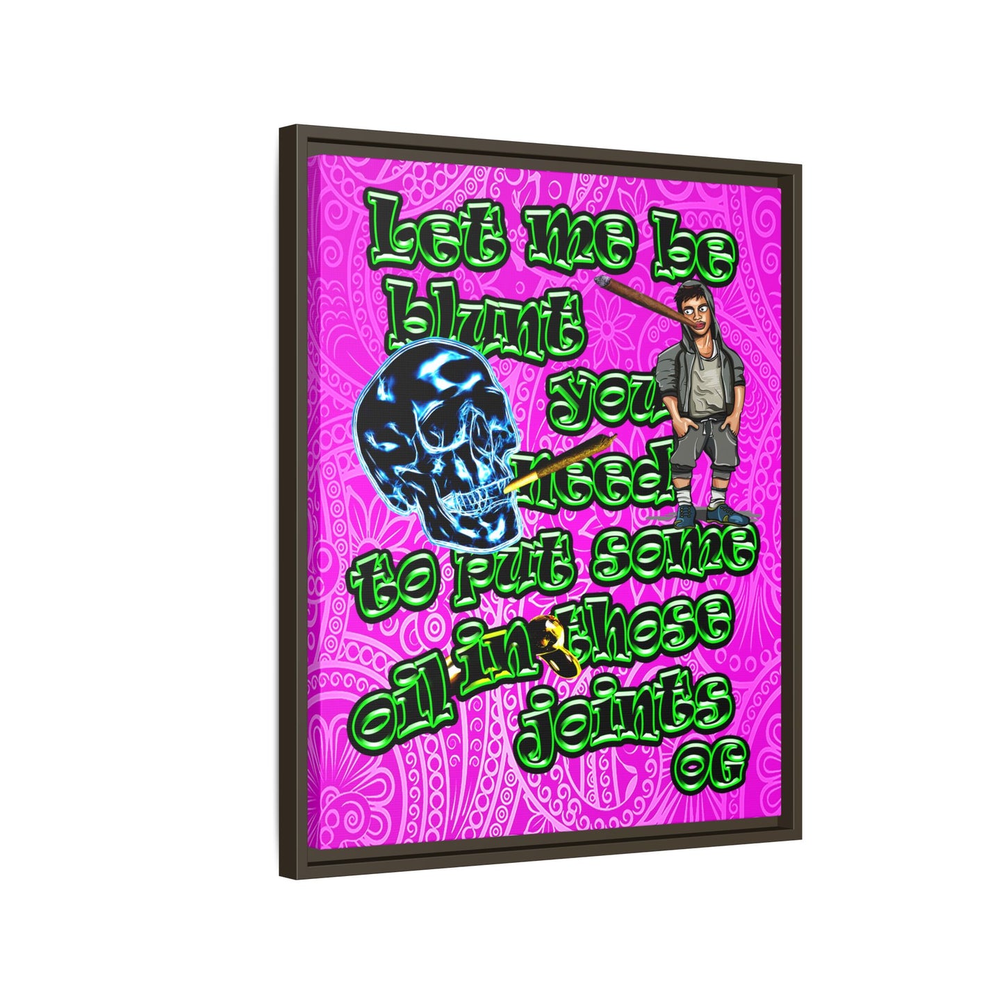 og - framed canvas art (pink swirl)