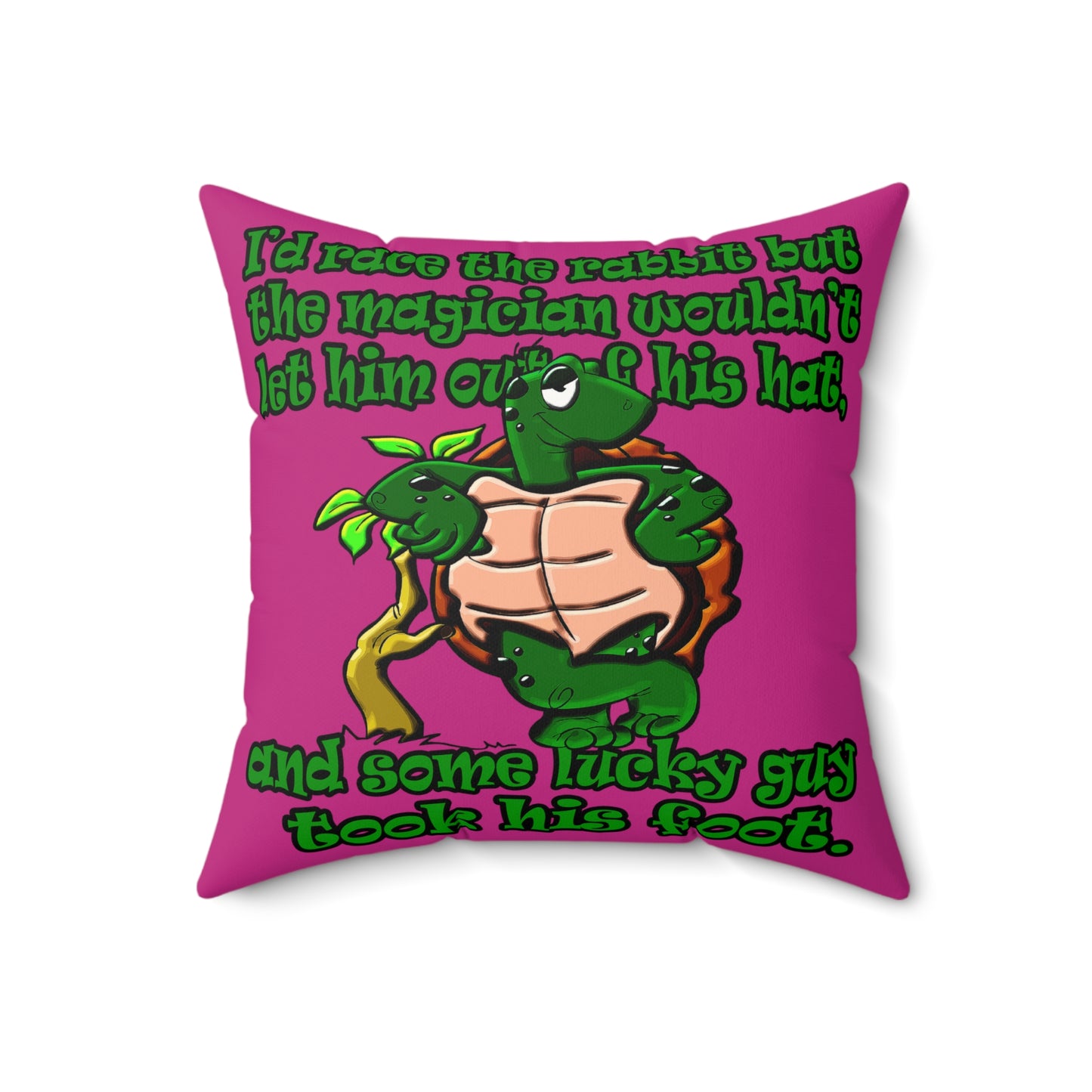 turtle race - Faux Suede Square Pillow - (pink)