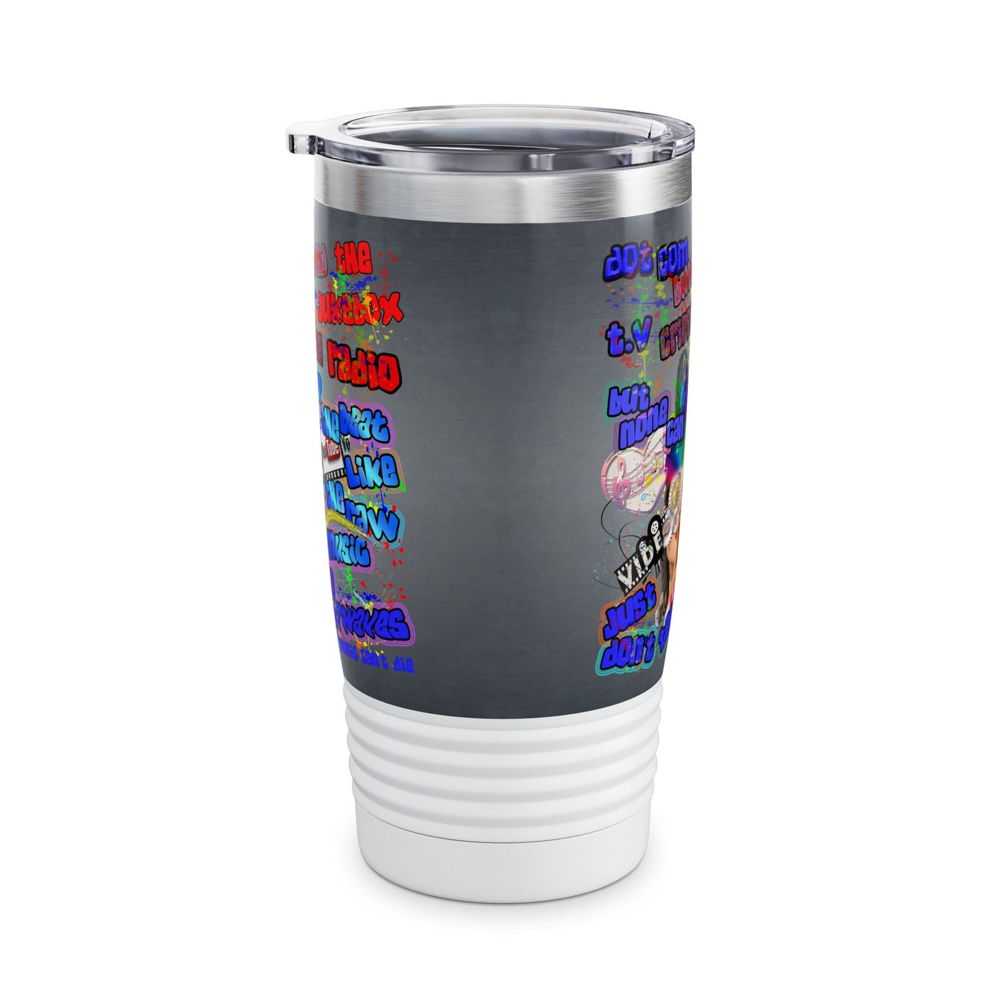 drop the beat - Ringneck Tumbler, 20oz  (grey-light grey)
