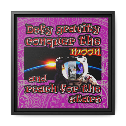 defy conquer reach - framed canvas art (pink swirl)