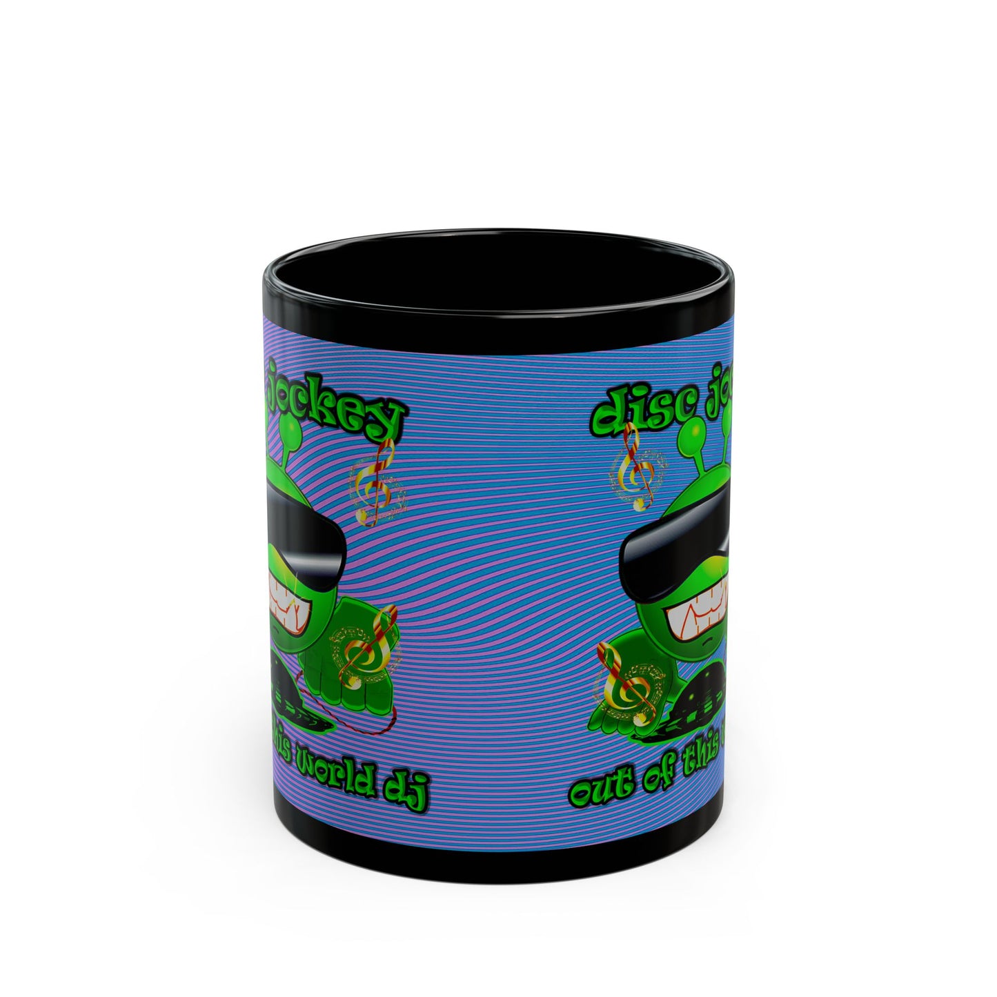 disc jockey - Black Mug (light blue-purple wave)