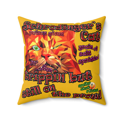 schrodinger's cat - Faux Suede Square Pillow - (yellow)
