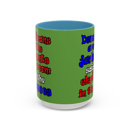 donkeys and elephants - Accent Mug (green)