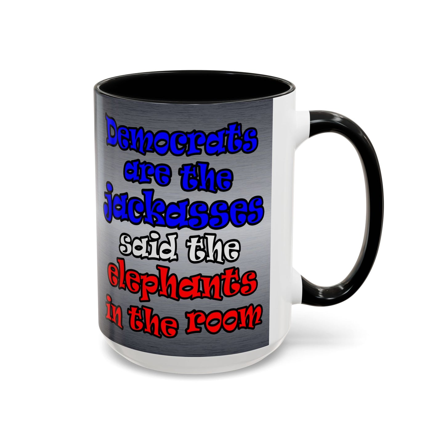 donkeys and elephants - Accent Mug (brushed nickel)