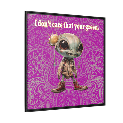 I don't care that your green - framed canvas art (pink swirl)