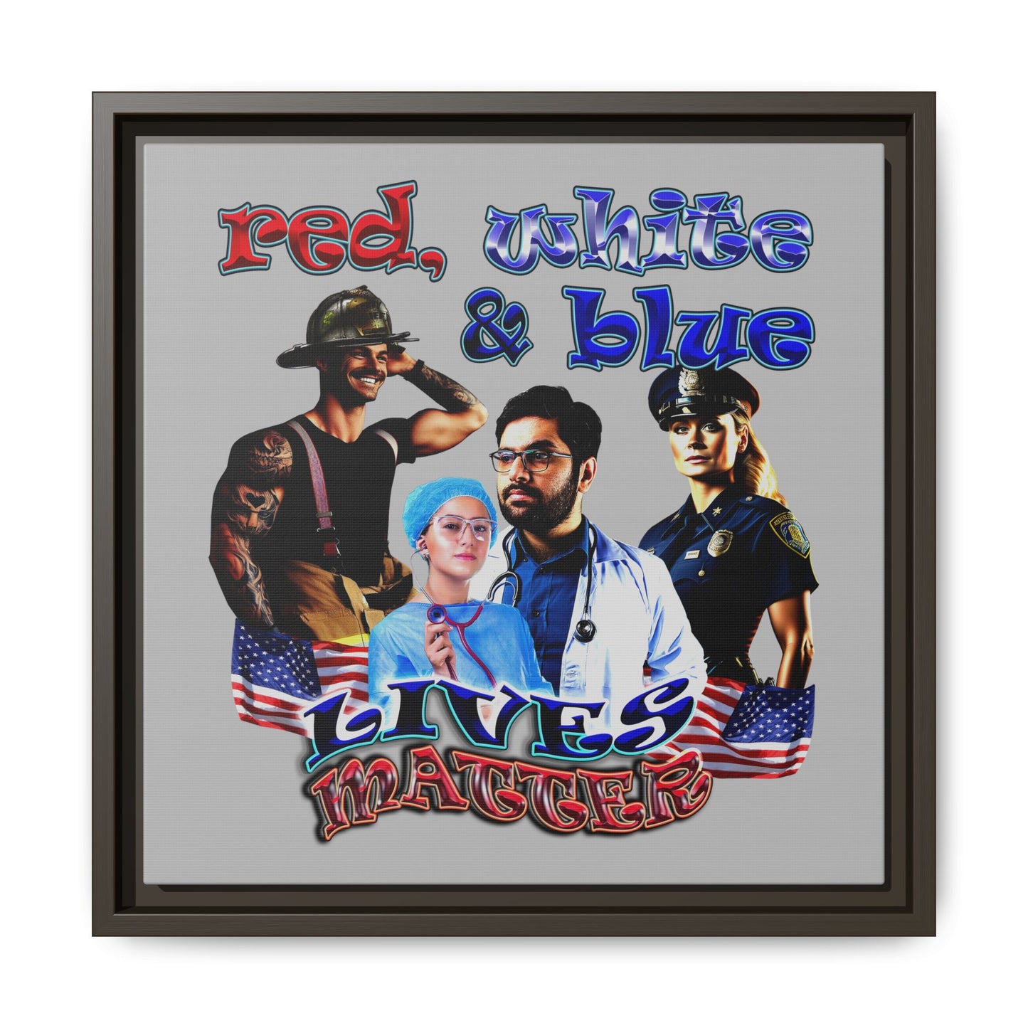 rw&b lives matter - framed canvas art (light grey)