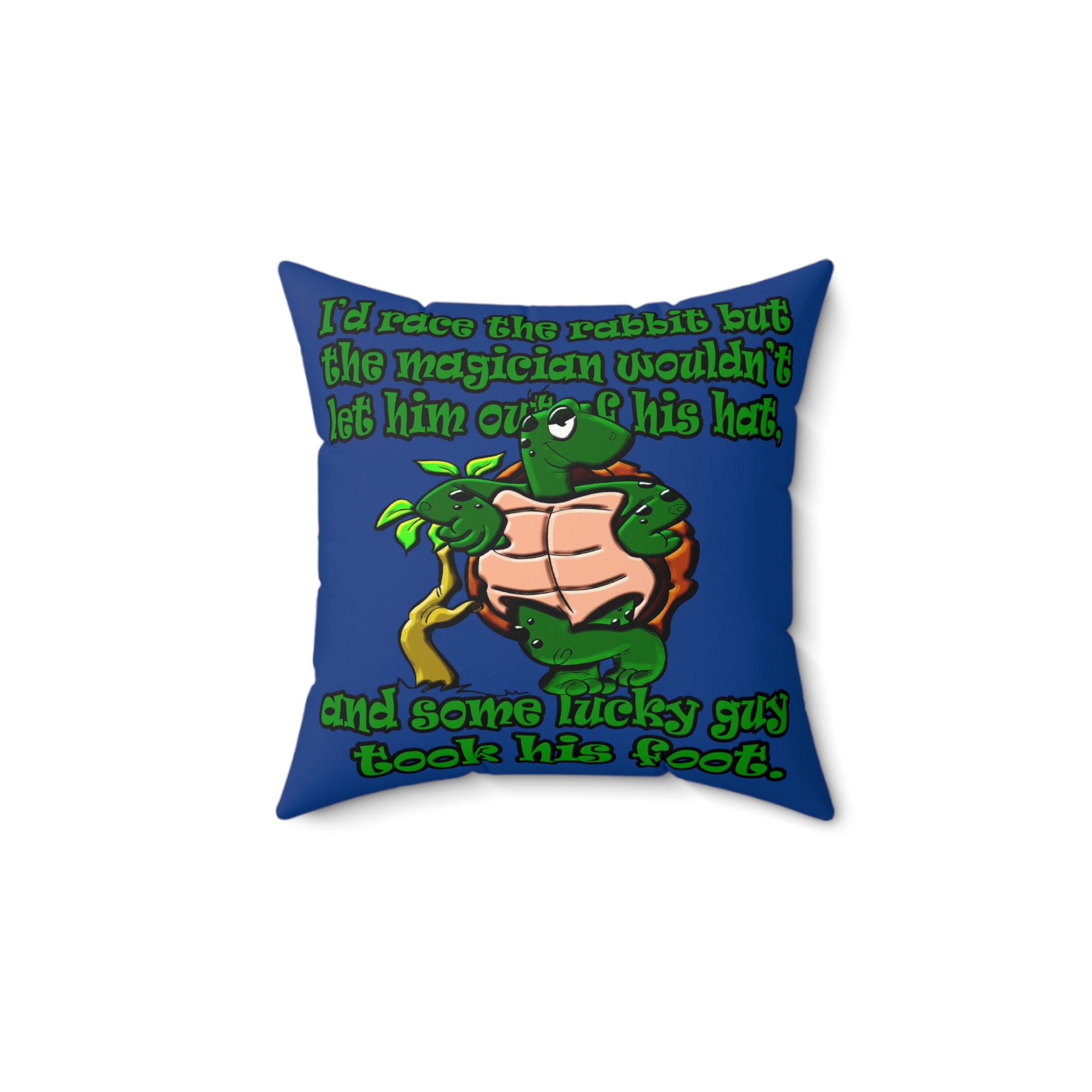 turtle race - Faux Suede Square Pillow - (dark blue)