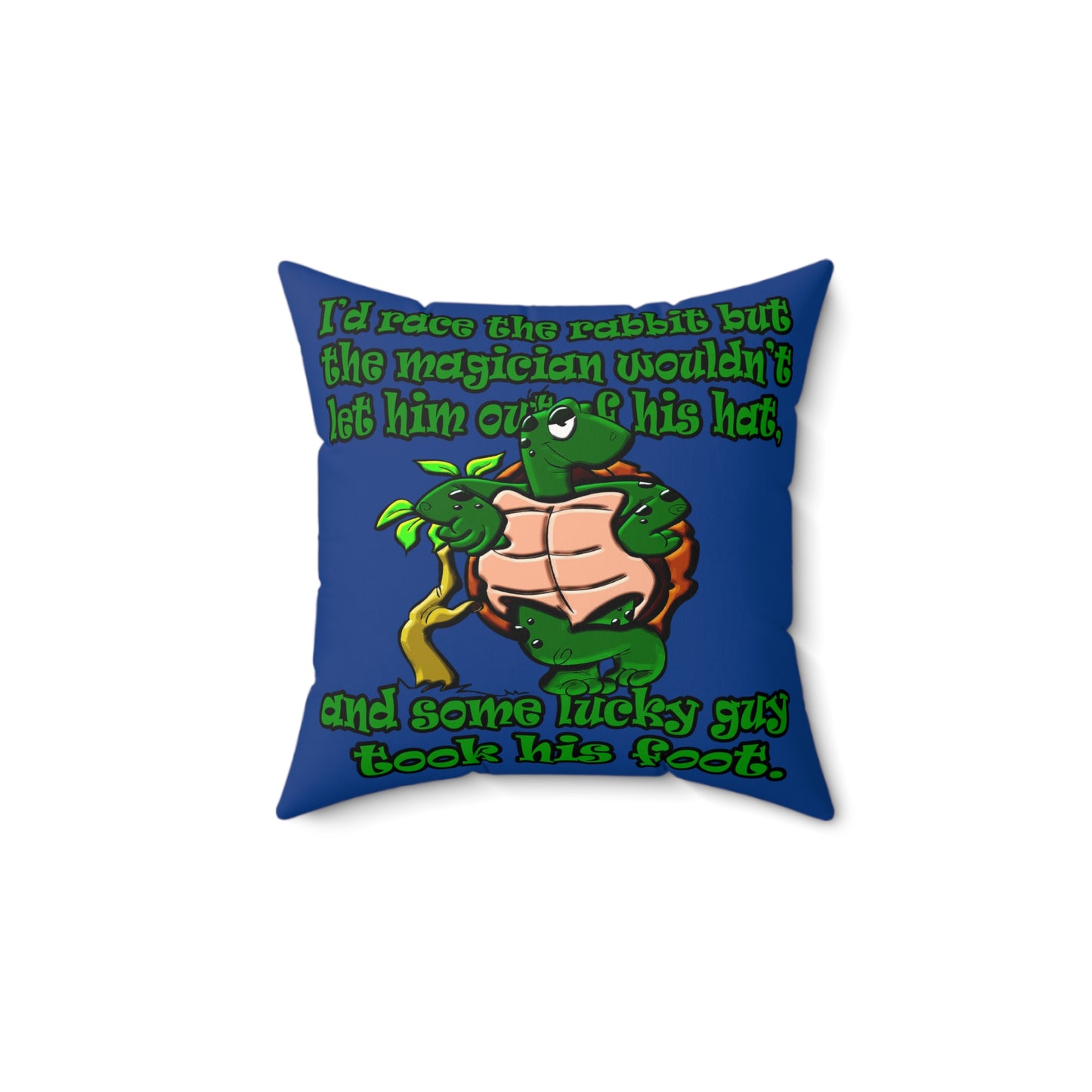 turtle race - Faux Suede Square Pillow - (dark blue)