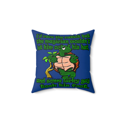turtle race - Faux Suede Square Pillow - (dark blue)