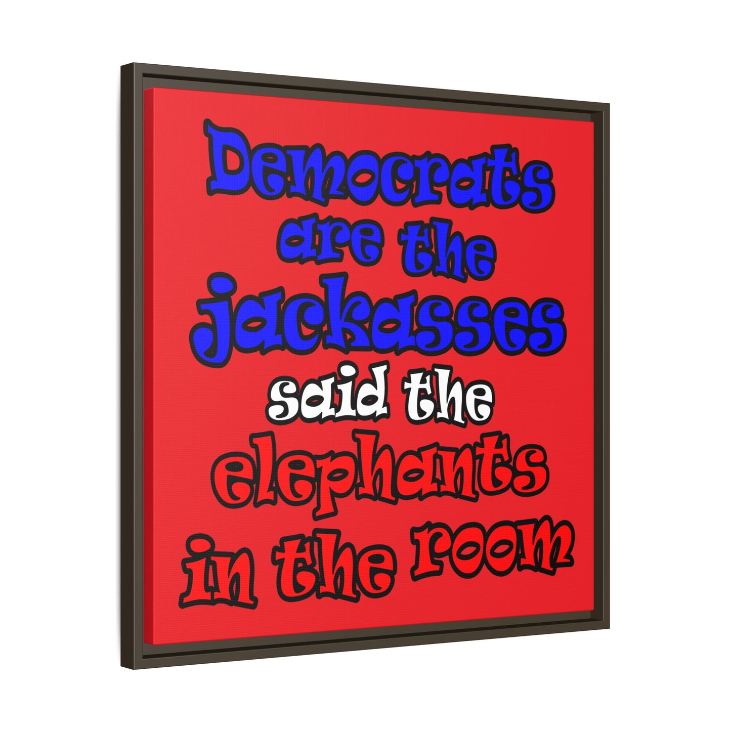 donkeys and elephants - framed canvas art (red)