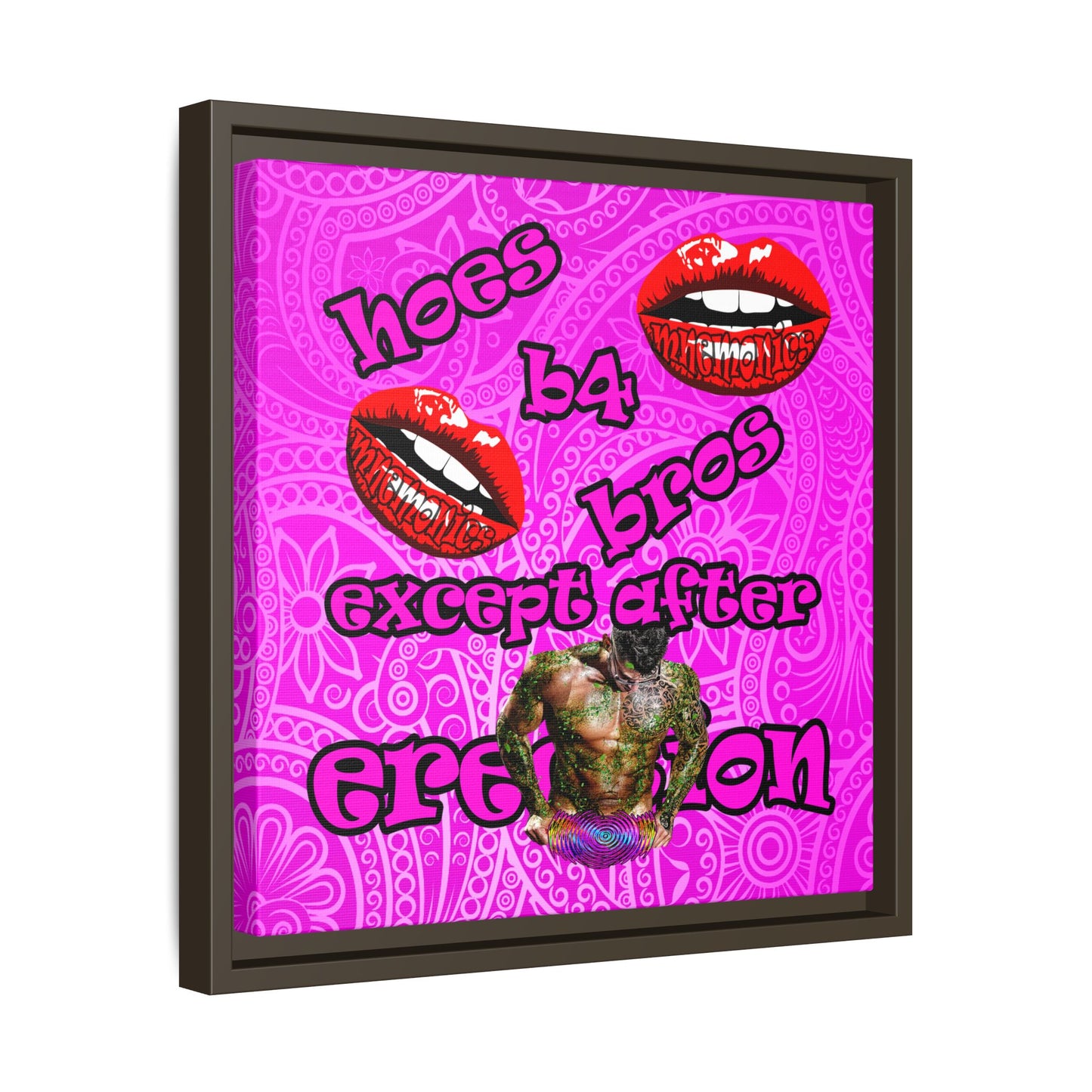 hoes b4 bros - framed canvas art (pink swirl)