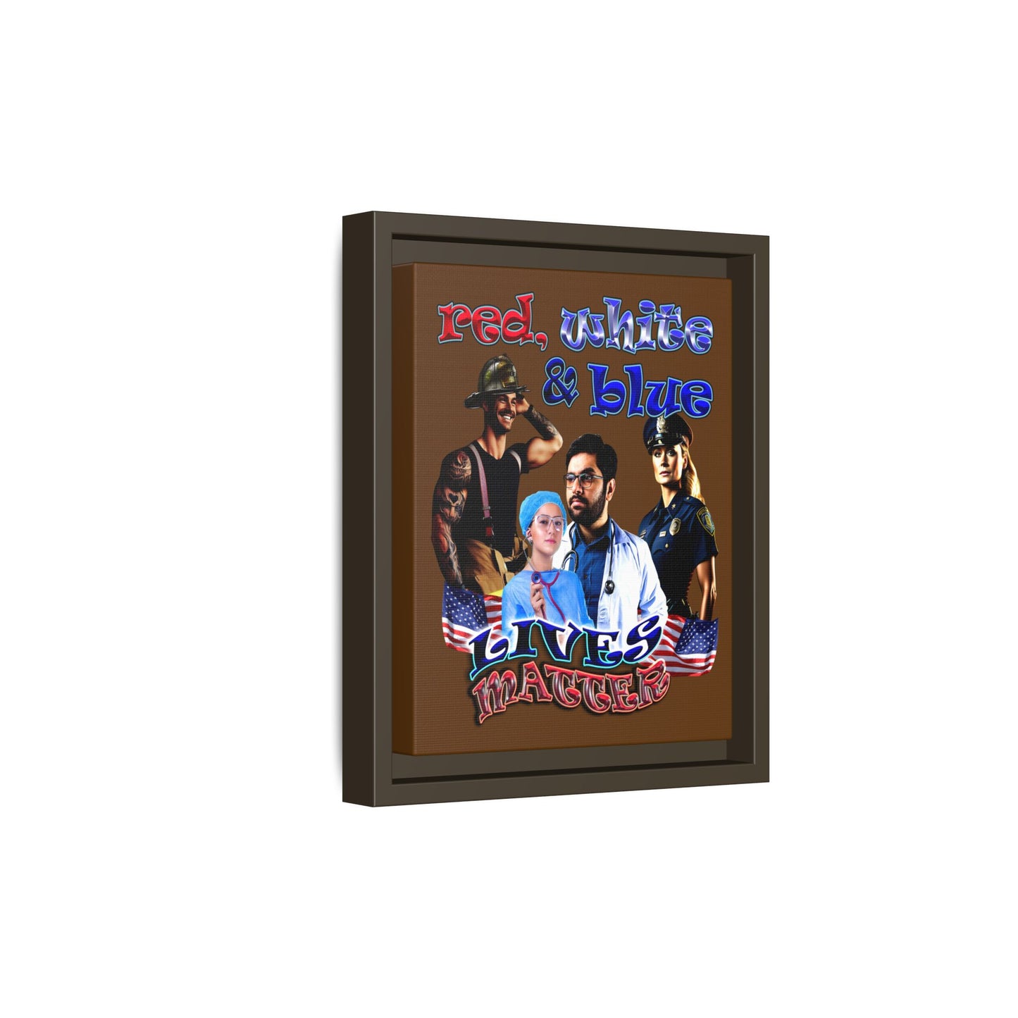 rw&b lives matter - framed canvas art (brown)