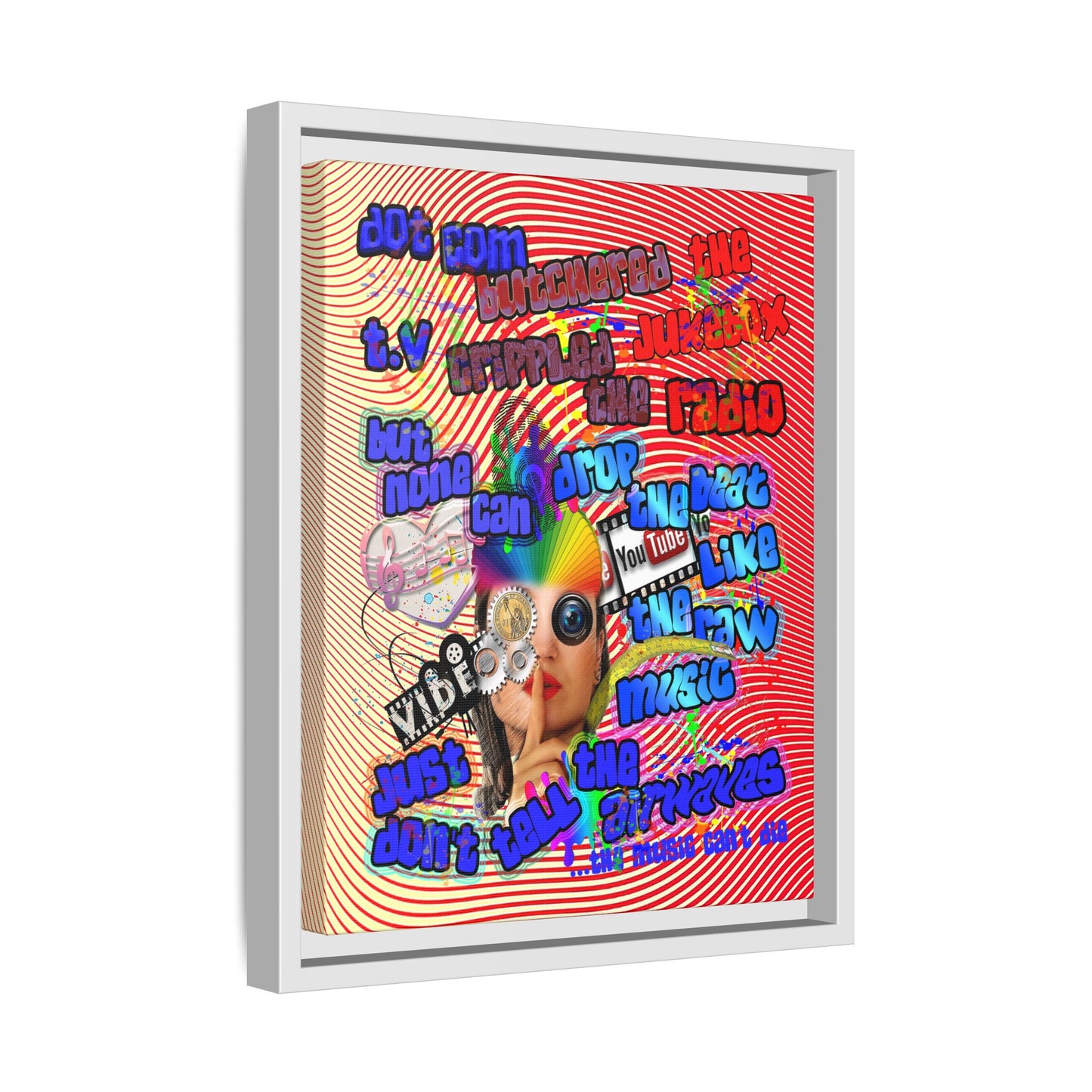 drop the beat - framed canvas art (yellow-orange wave)